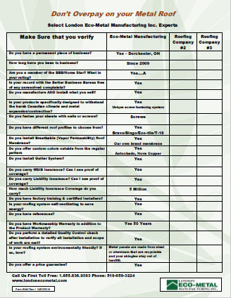 Roofing Comparison Chart